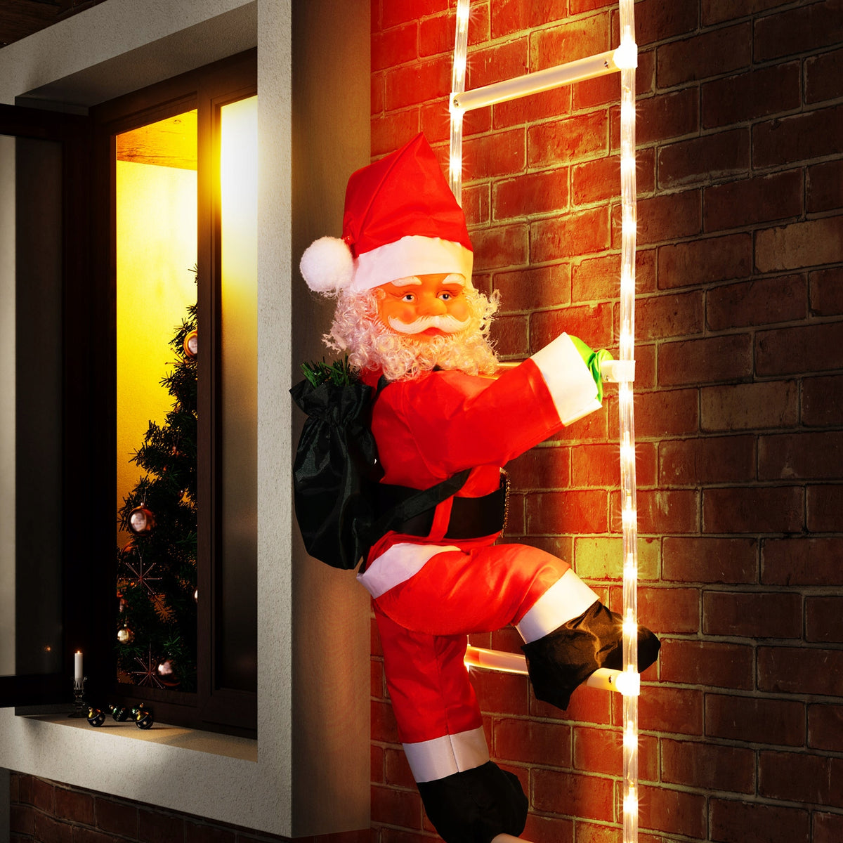 Santa XL on Ladder Large LED Timer Christmas Decoration Manufacturer code 106598