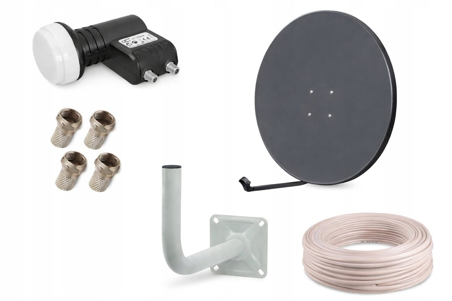 Satellite Antenna 90 cm Graphite – Complete Set SAT TWIN Holder