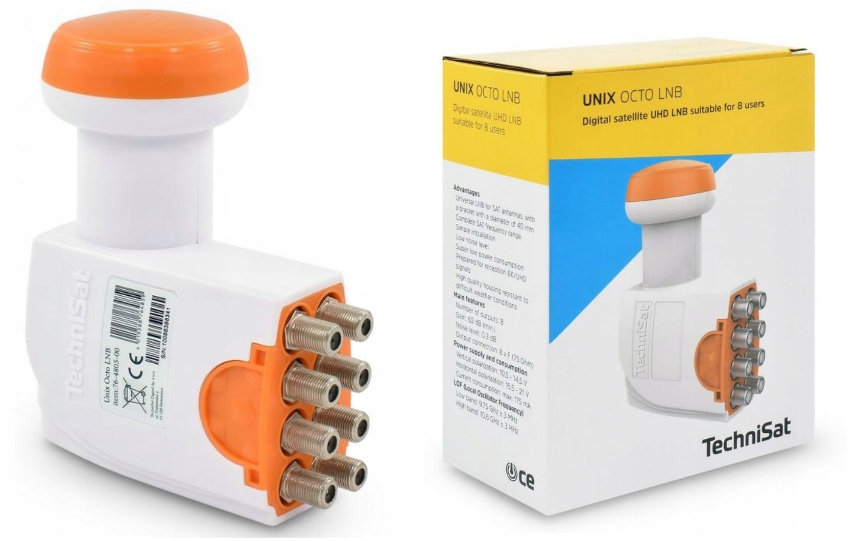 Satellite Converter TechniSat UNIX Octo LNB 4K UHD 0.1dB 8 TV Set Top Boxes