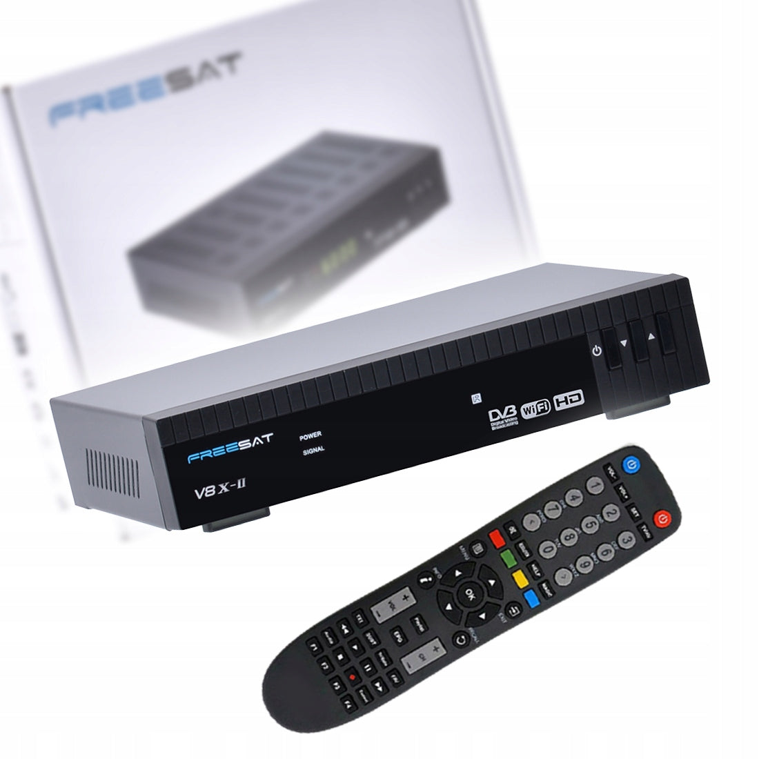Satellite Decoder Tuner DVB-S2X H.265 HEVC WIFI LAN YouTube IPTV + Remote Control