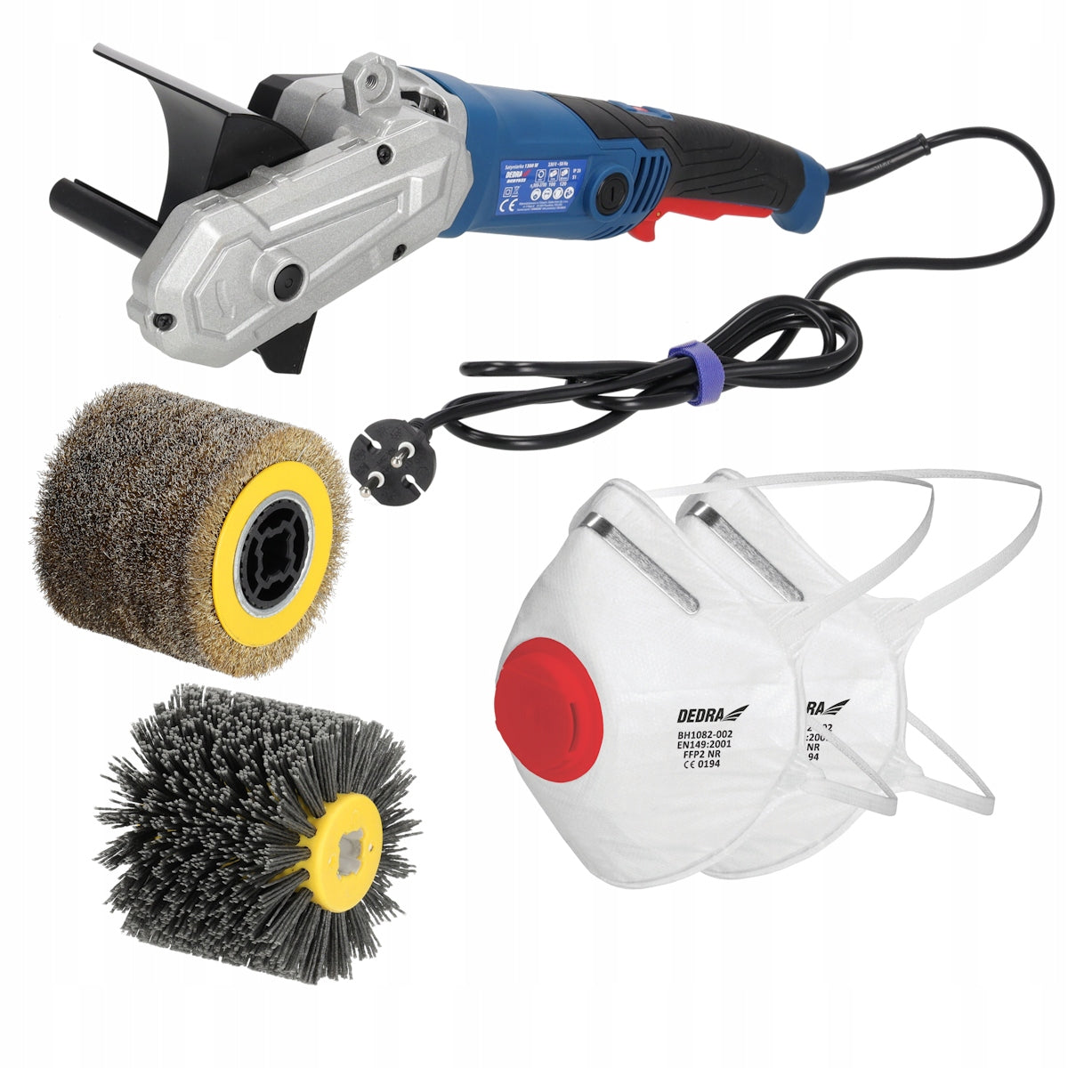 Satin Grinding Machine for Wood Steel DEDRA 1300W 2x Brushes+Masks Maximum power 1300 W