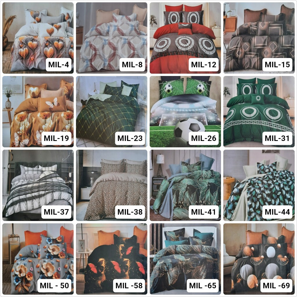 Satin cotton bedding set 160x200 + sheet various patterns Manufacturer code Milano
