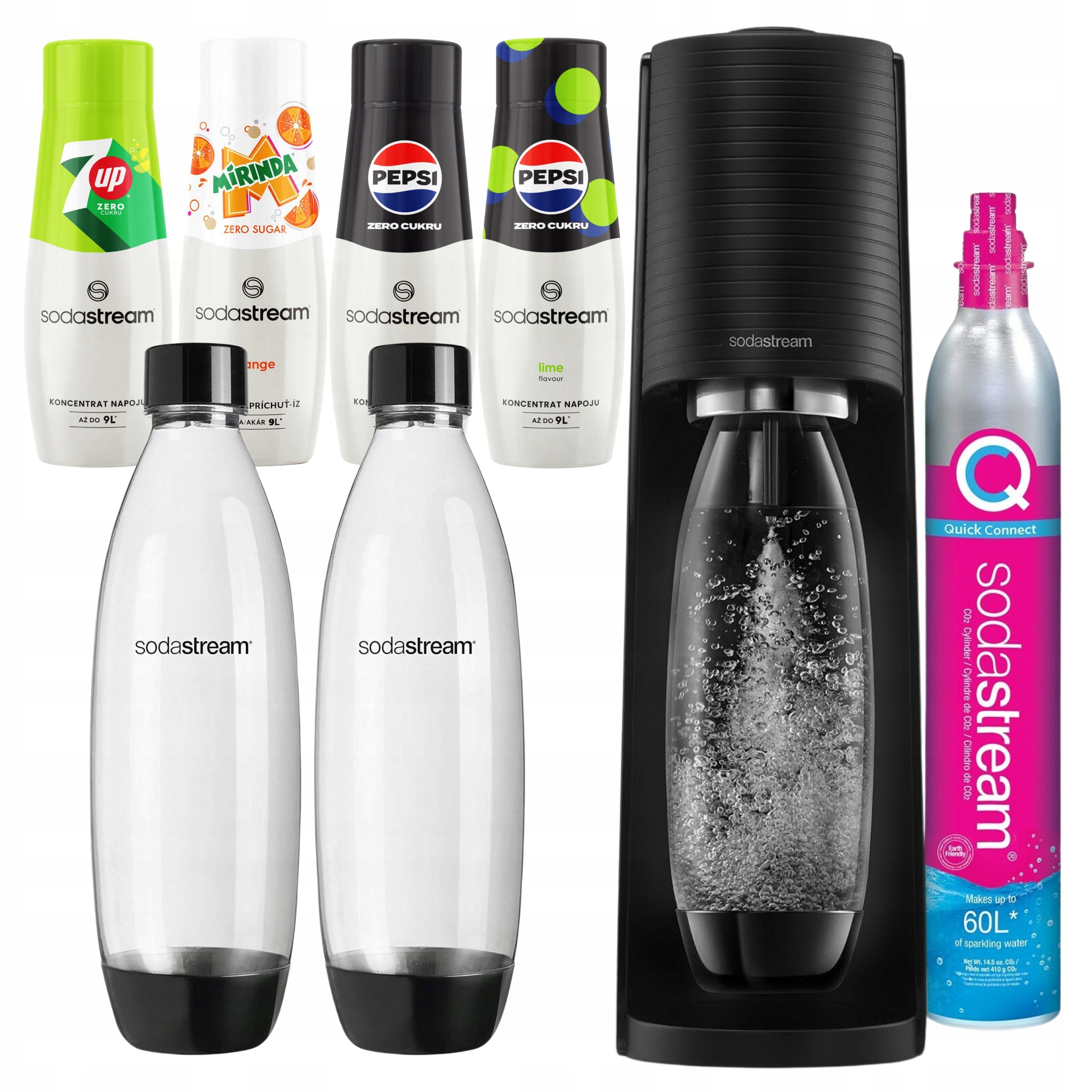Saturator SODASTREAM TERRA 2 Bottles Pepsi Max, 7UP FREE, Mirinda WITHOUT SUGAR