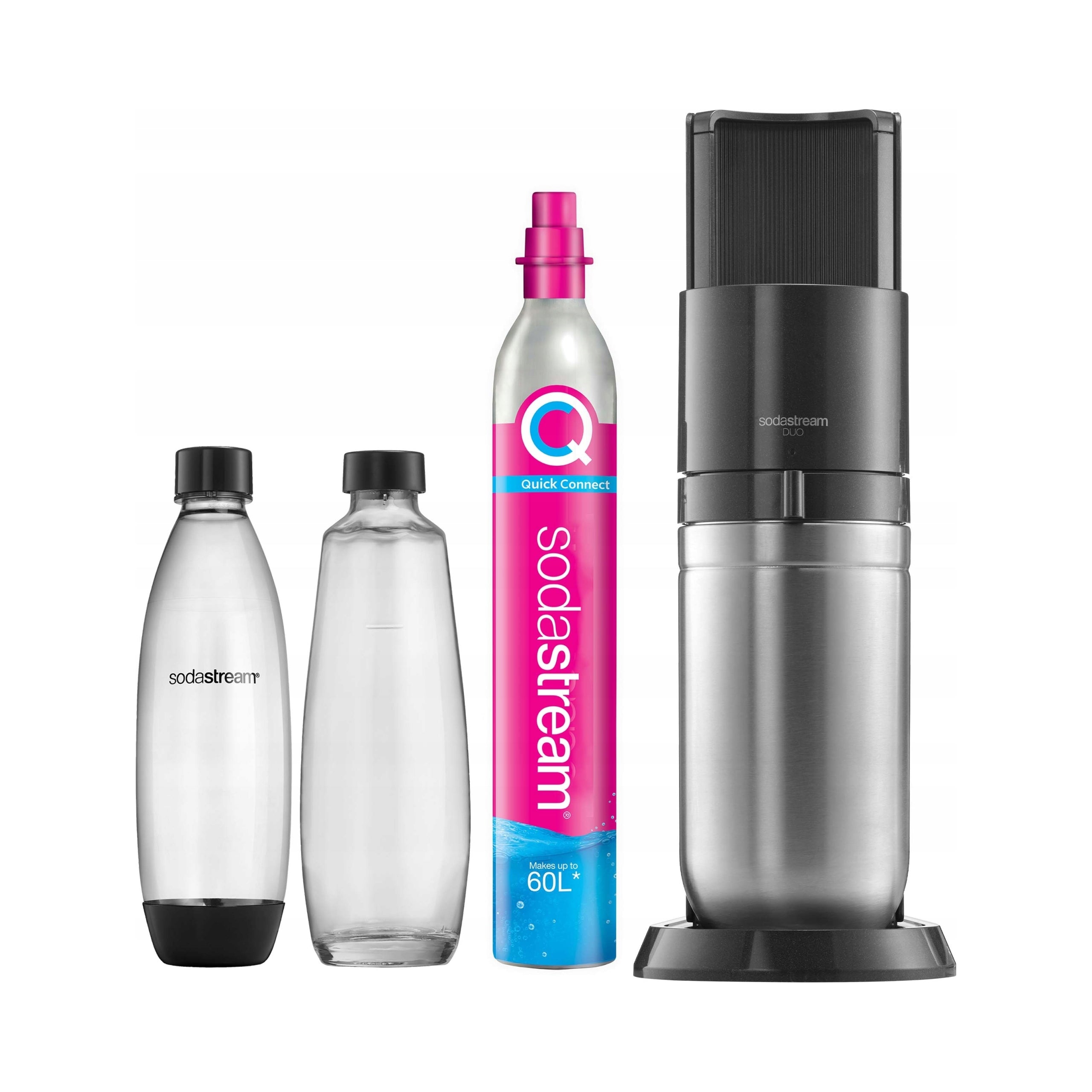 Saturator SodaStream DUO Titanium 2 bottles (glass + PET) + CO2 60L