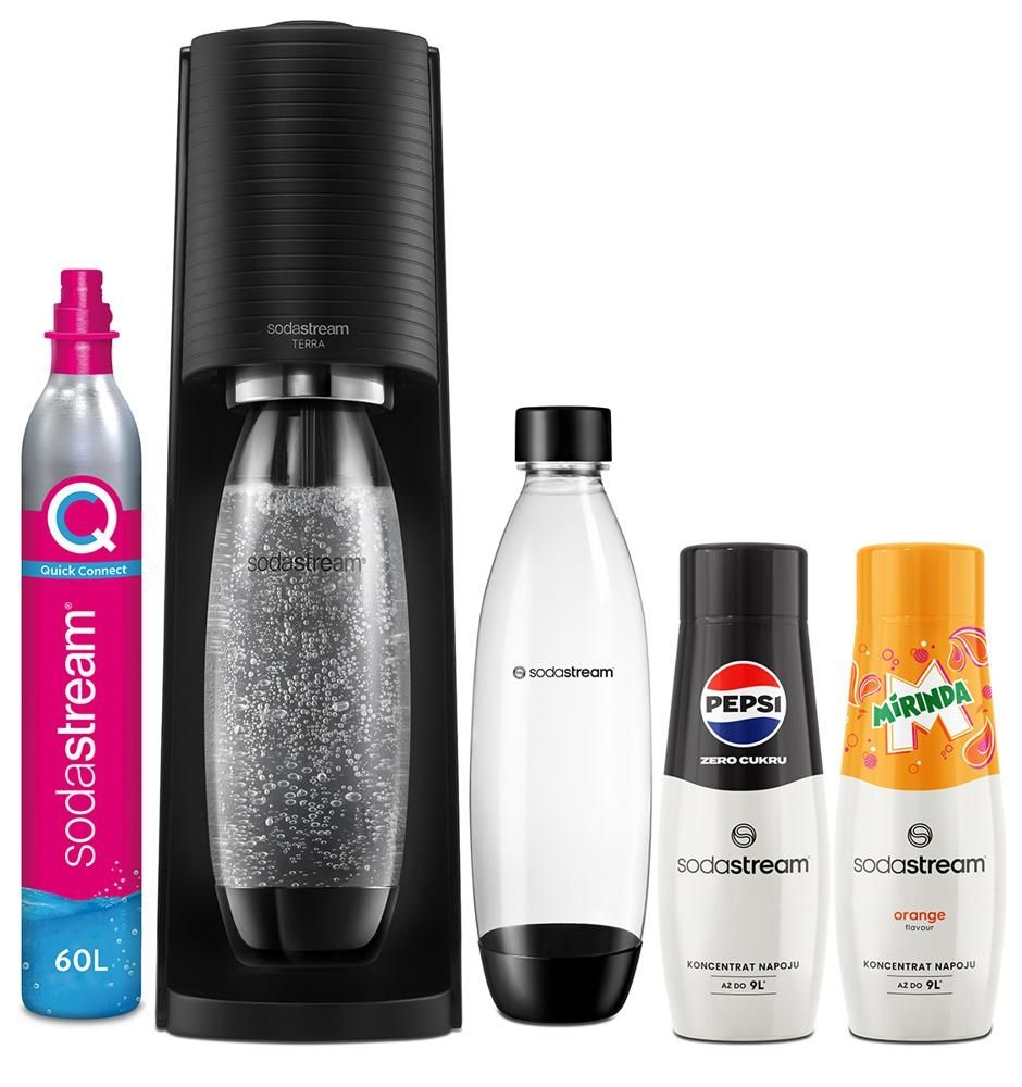 Saturator SodaStream Terra Black Set - 2 x Bottle - 2 x Syrup