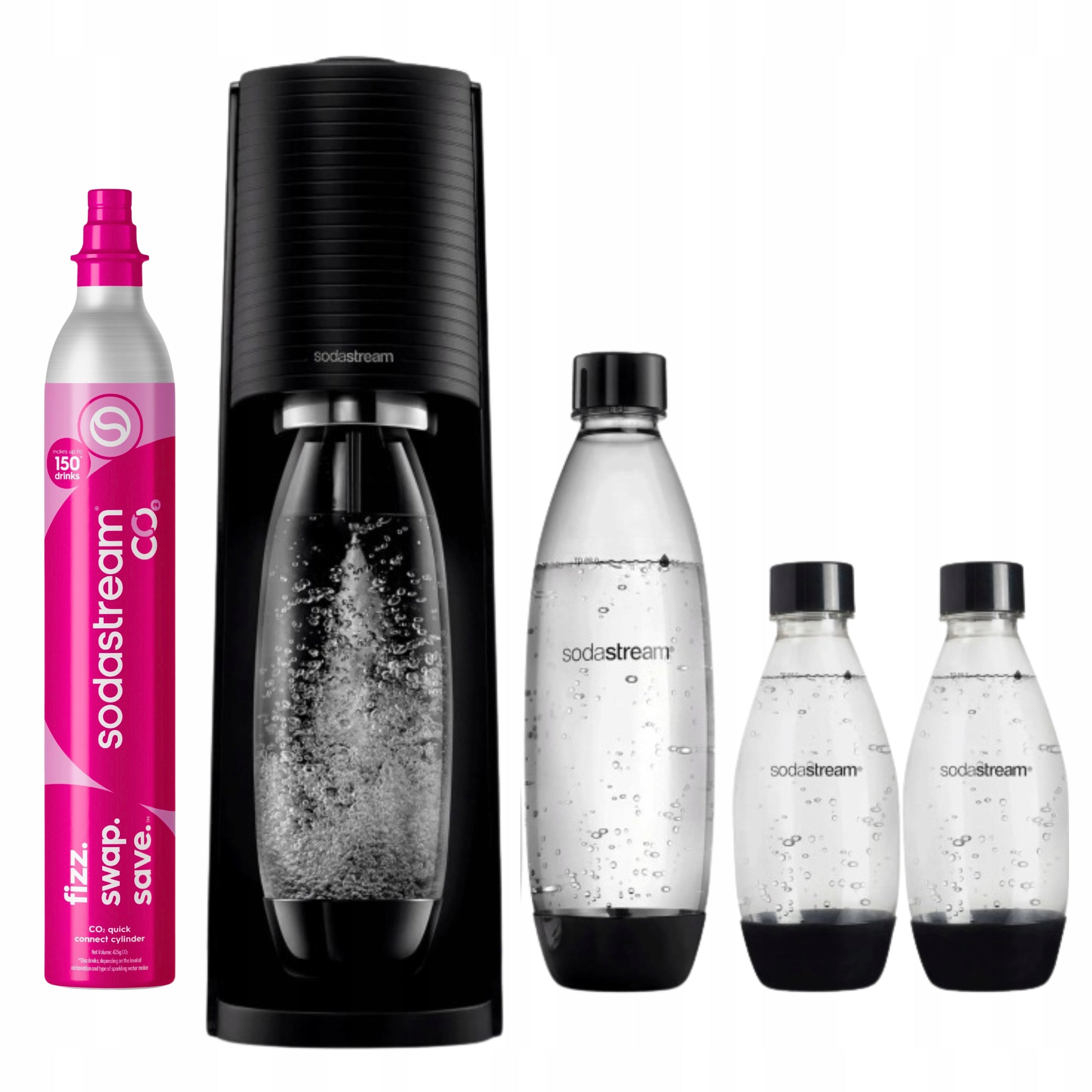 Saturator SodaStream Terra black + 4 bottles (3x 1L+ 2x 0,5L) + CO2) Packaging status original