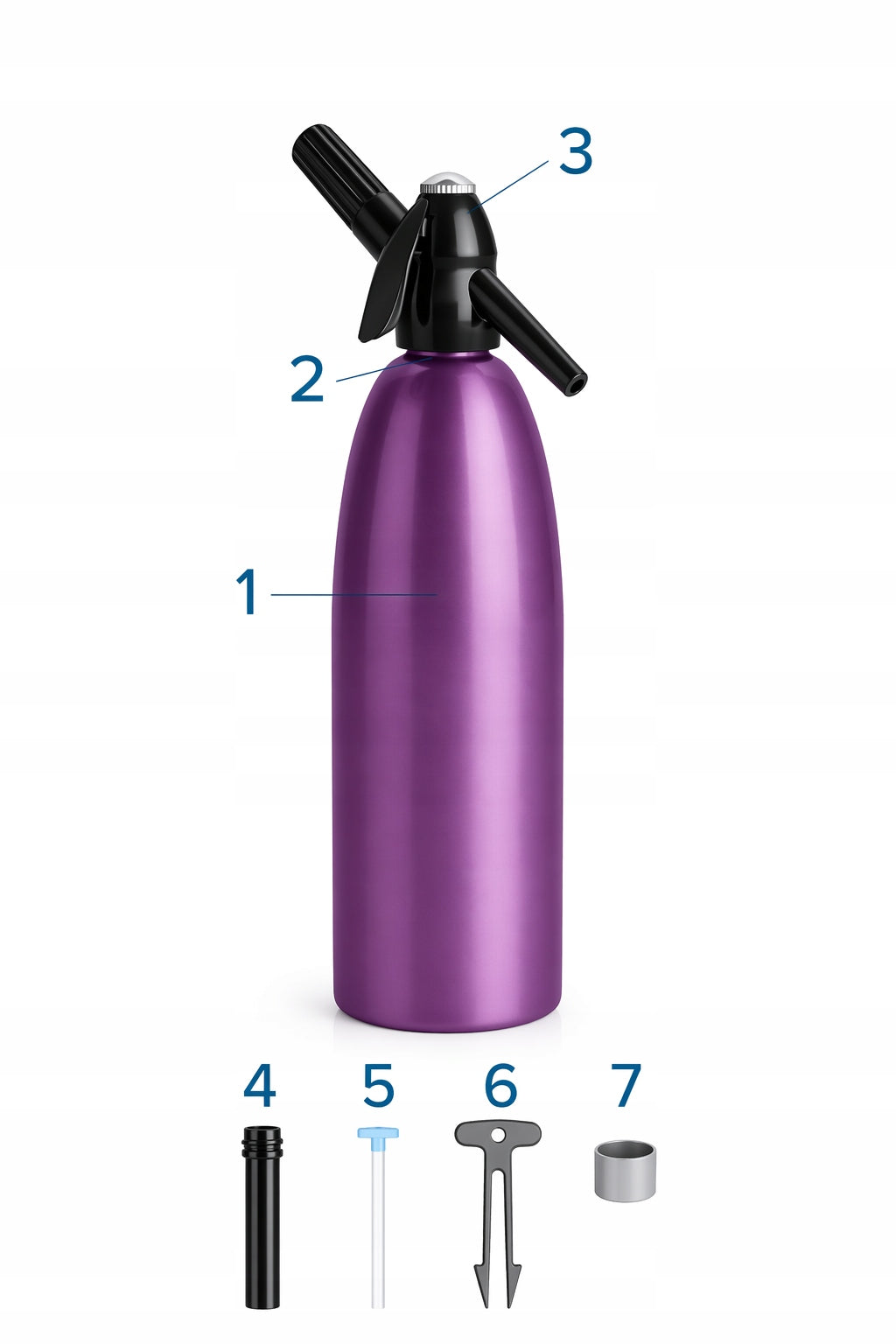 Saturator for sparkling water 1L QUICK SODA ART SA-01 H Home Siphon Violet Certificates of conformity CE