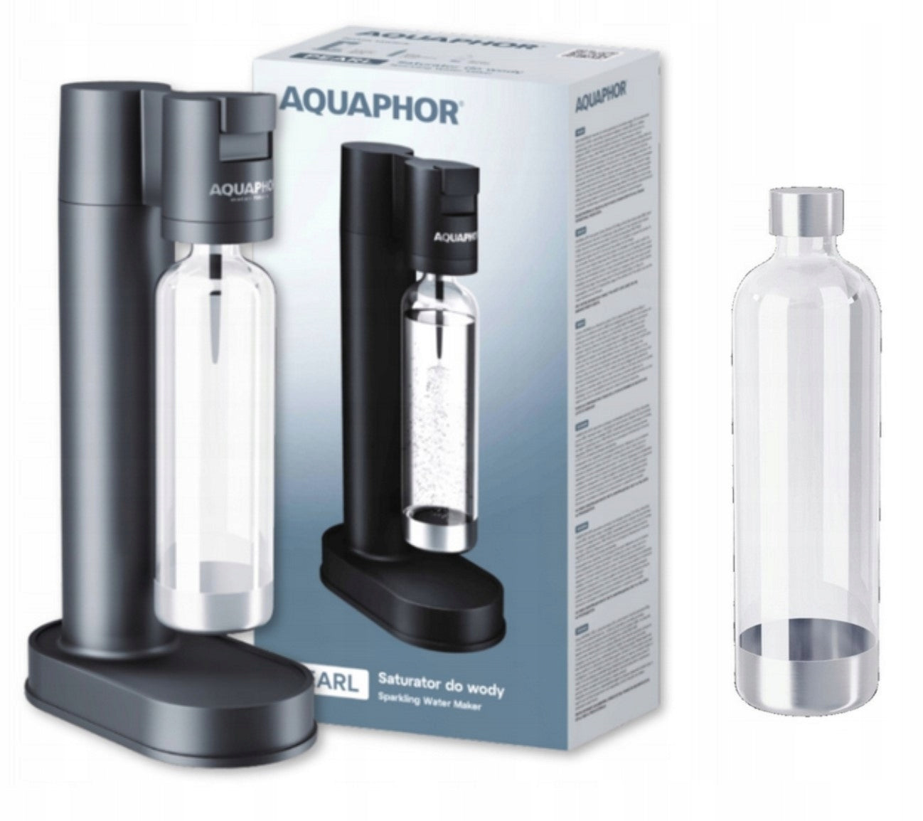 Saturator for water AQUAPHOR PEARL black with 1L bottle + 4 syrups FREEBIE Packaging status original