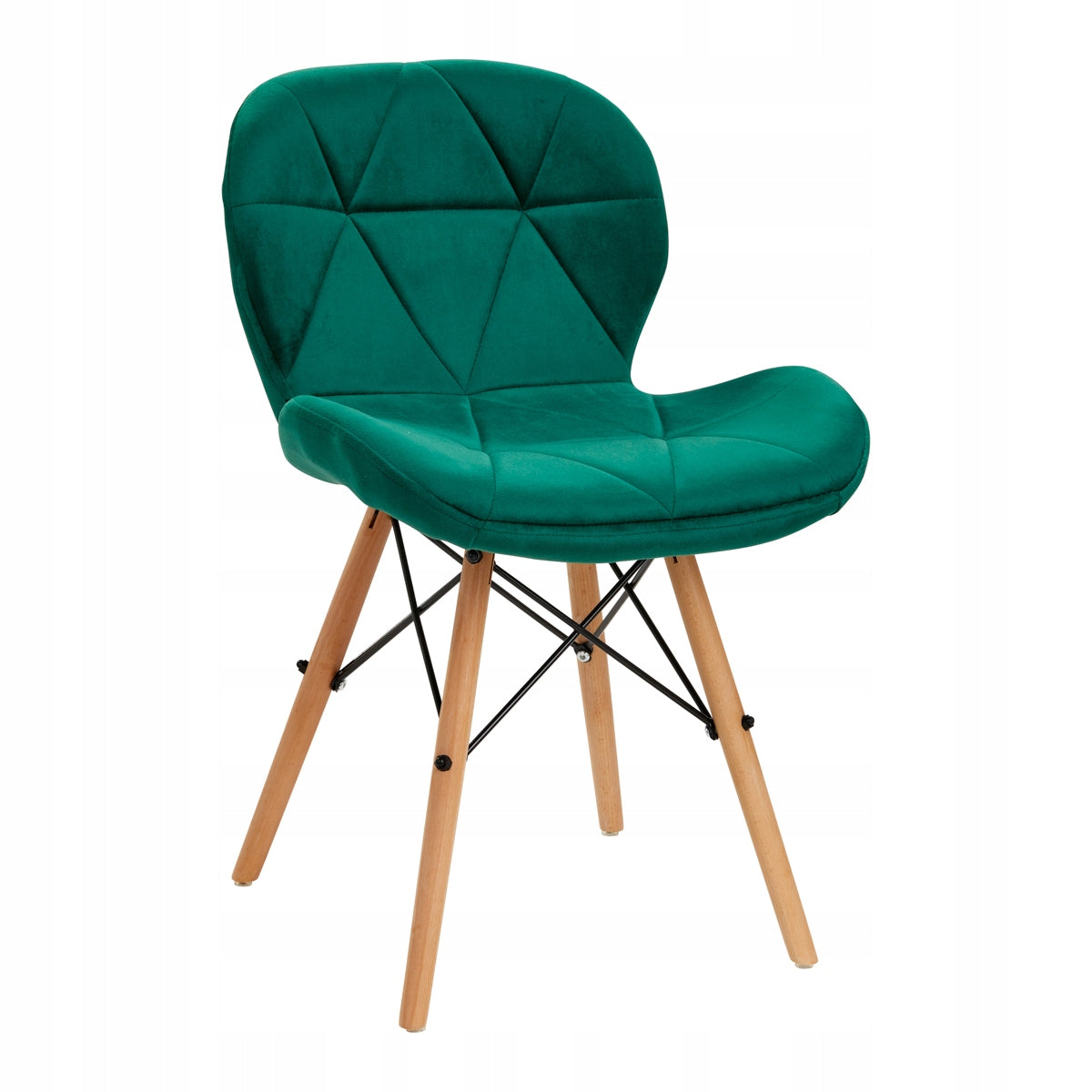 Scandinavian chair 4Rico QS-186 velvet green on wooden legs