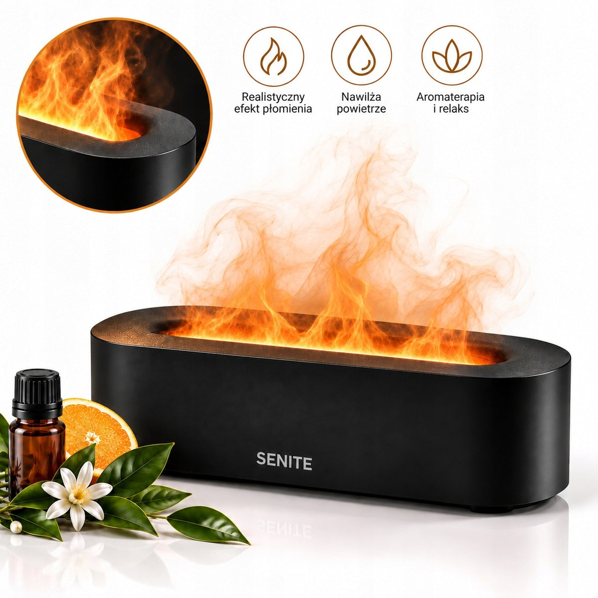 Scent Diffuser FIREPLACE, GIFT, HUMIDIFIER, Black