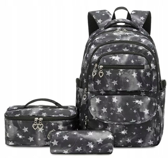 School Backpack Black + Pencil Case Thermal Breakfast Bag Set Manufacturer code Plecak czarny Piórnik + Torba termiczna