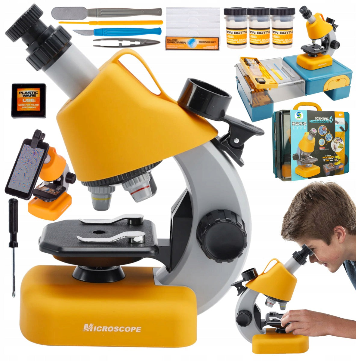 Scientific Microscope for Children School Set 1200x Educational Gift 6+ Brand Stator