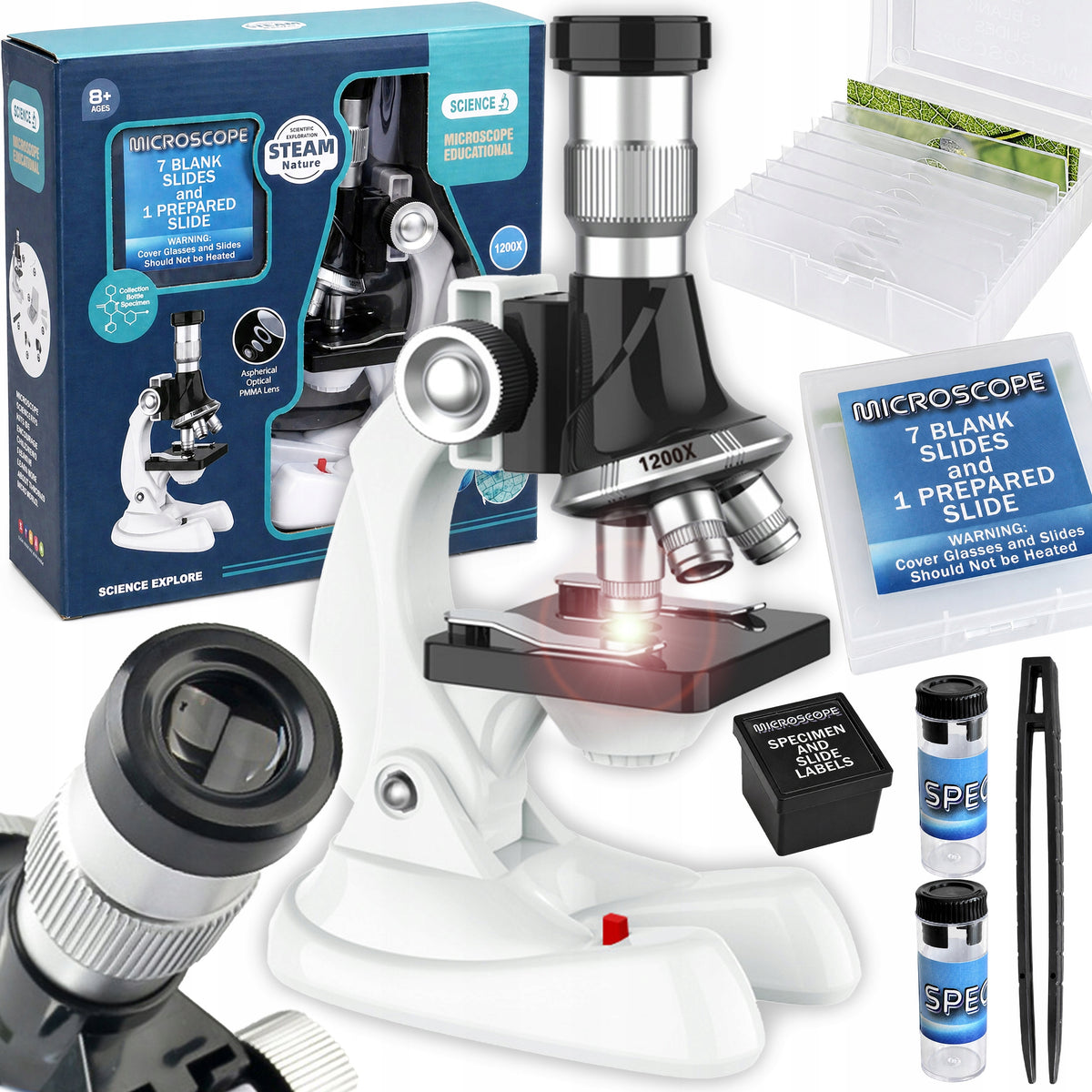 Scientific Microscope for Children School Set of PREPARATIONS magnification 1200x