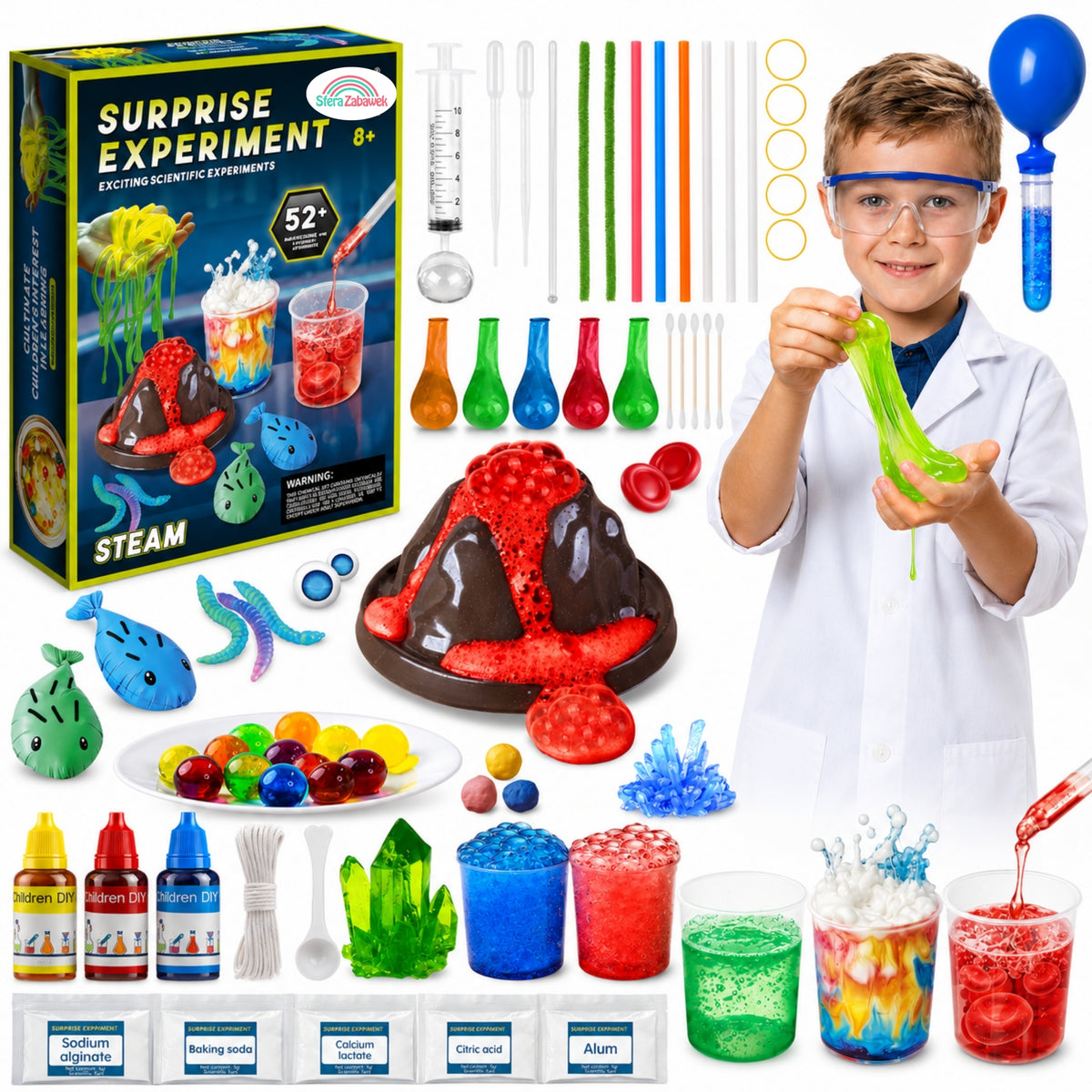 Scientific Set EXPERIMENTS for Children 52in1 Chemistry Laboratory Volcano STEA Kind chemistry kits