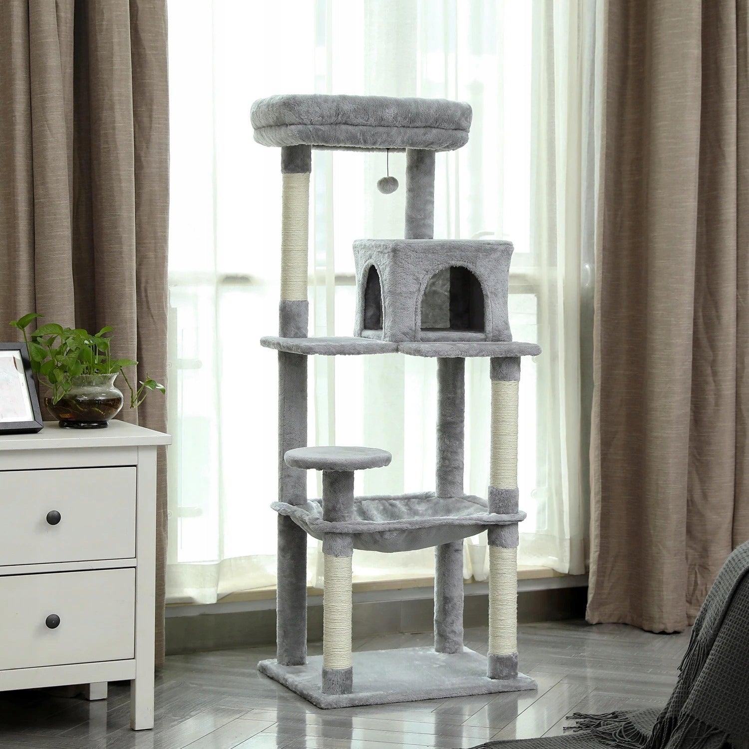 Scratcher Tree High Bed Scratching Post Large Grey 143 cm 01 Packaging status original