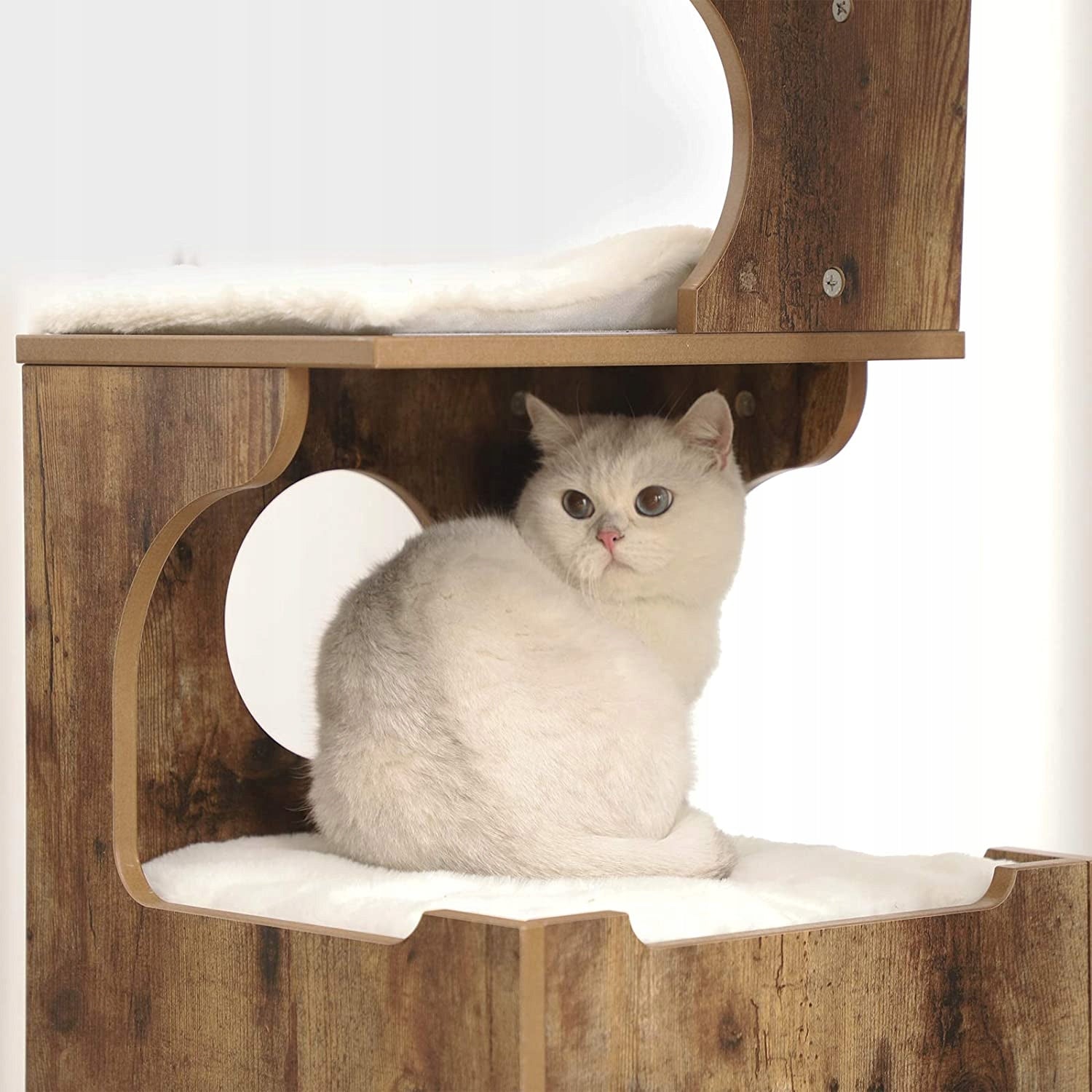 Scratcher cat bed 3 levels VINTAGE brown and white Height (cm) 61 - 100 cm