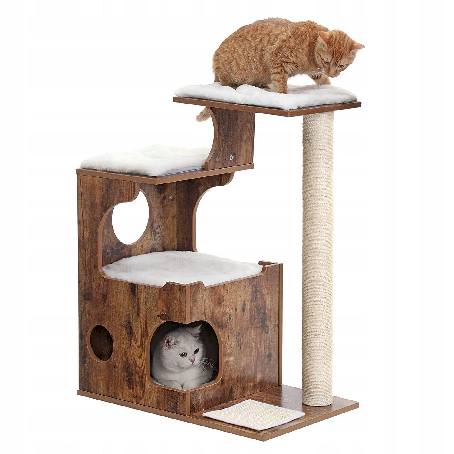 Scratcher cat bed 3 levels VINTAGE brown and white