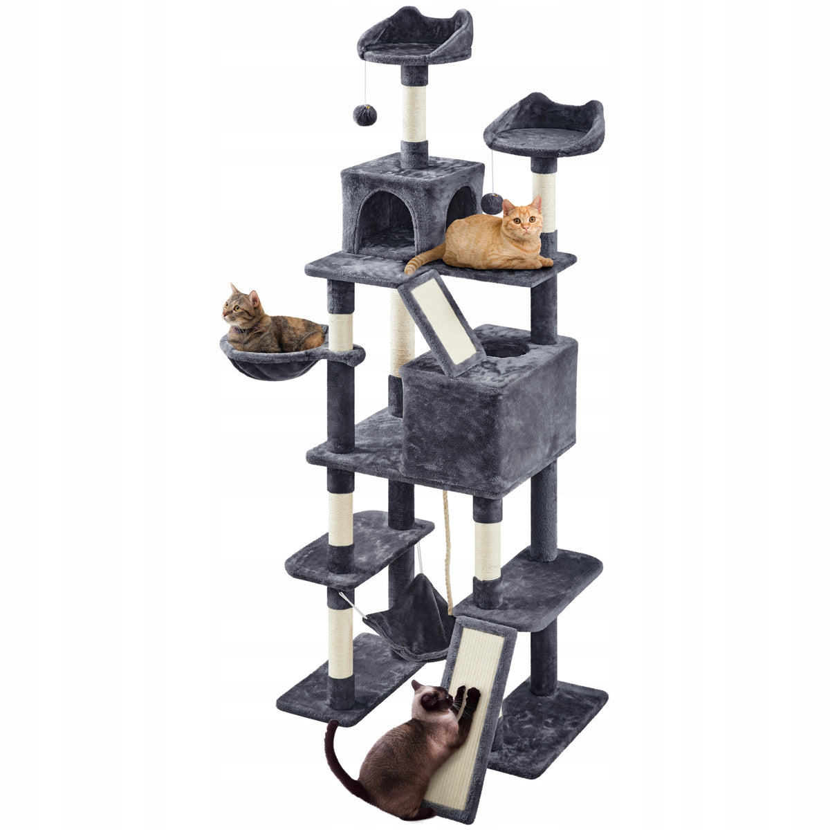 Scratcher for Cat XXL, Height 209 cm, Solid Tree, Dark Grey Packaging status original