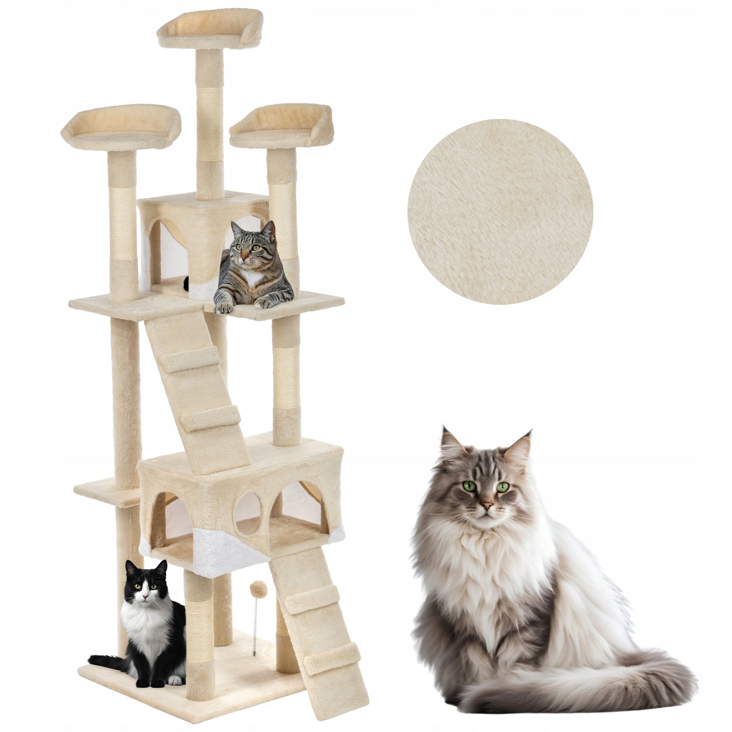Scratcher high Funfit Home&Office beige sisal 170 cm 5 levels