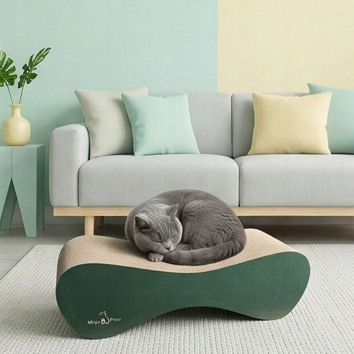 Scratcher low, scratching bed Mruu&Pruu 70 cm GREEN Manufacturer code DRAP_Z_M