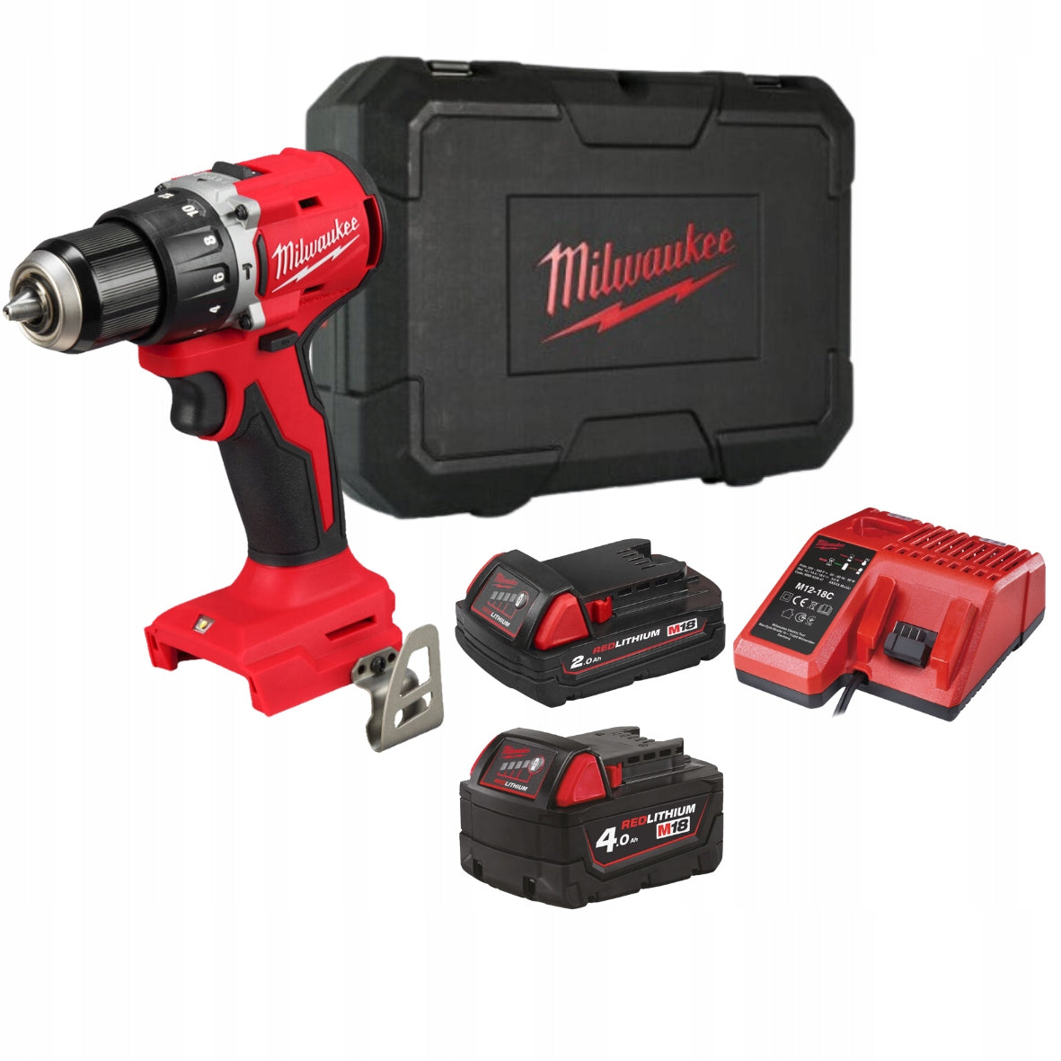 Screwdriver Milwaukee cordless 18V BLPDRC-422C case battery 4Ah+2Ah