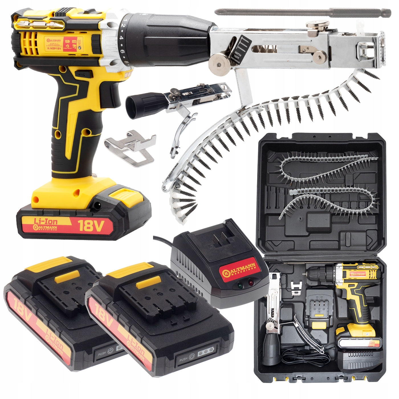 Screwdriver with feeder for DIY Kaltmann 2x Aku 2Ah + Suitcase