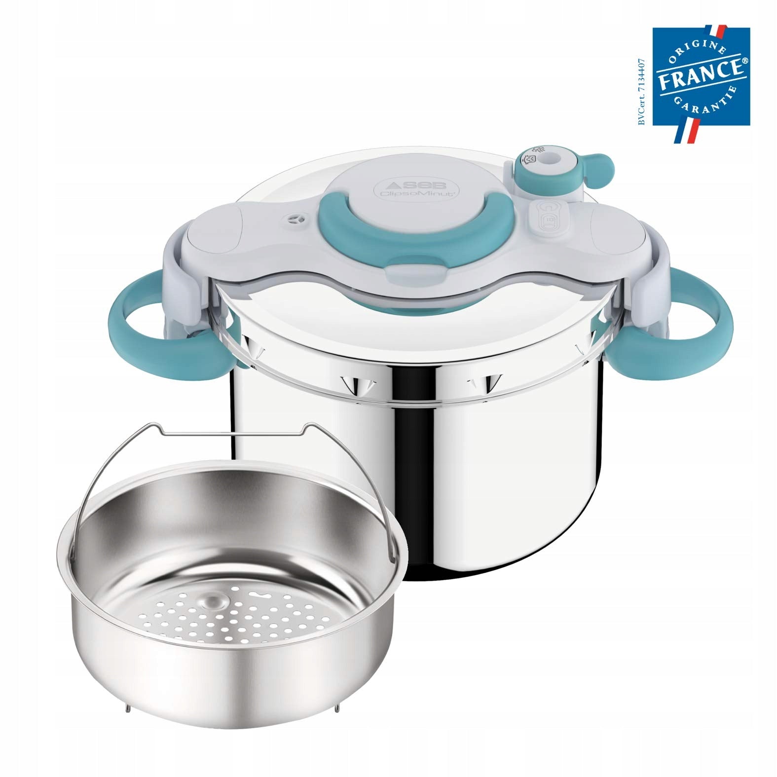 Seb ClipsoMinut'Easy + Blue 6 L, retractable handles, pressure cooker induction, Brand SEB