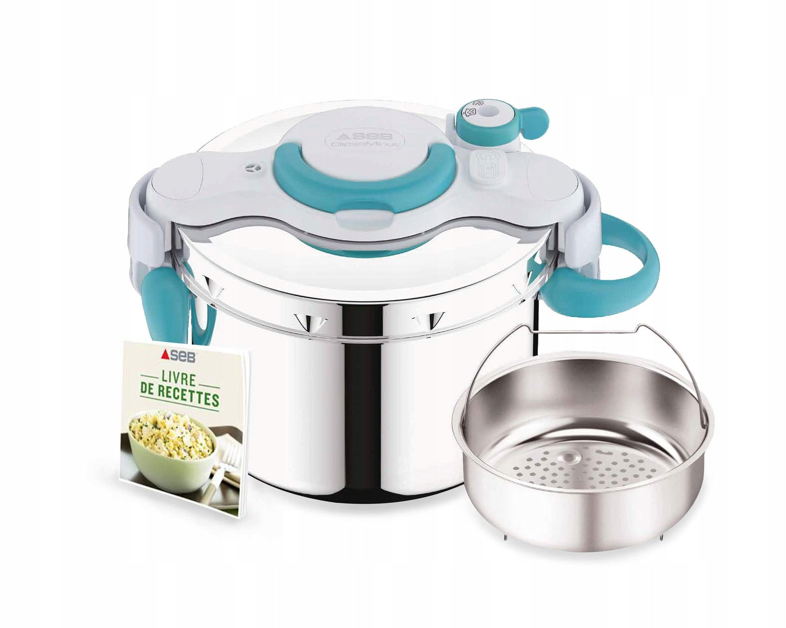 Seb ClipsoMinut'Easy + Blue 6 L, retractable handles, pressure cooker induction,