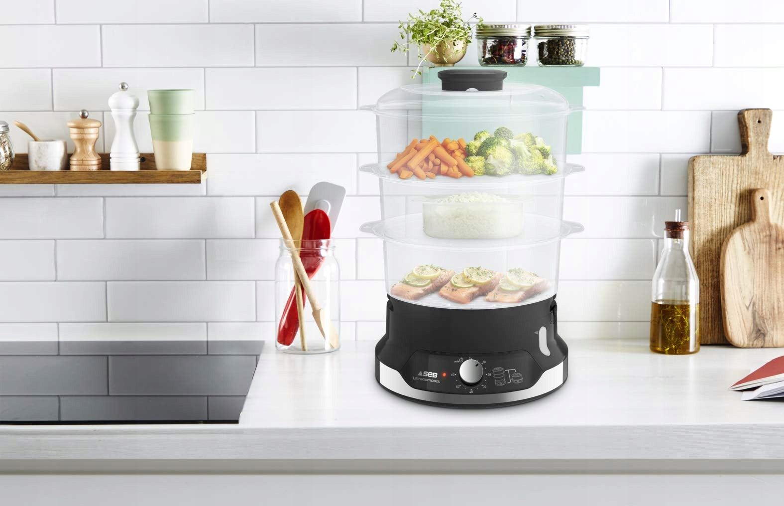 Seb VC204800 Steamer Ultracomimpact 9l 800W 3 bowls black Dominant color black