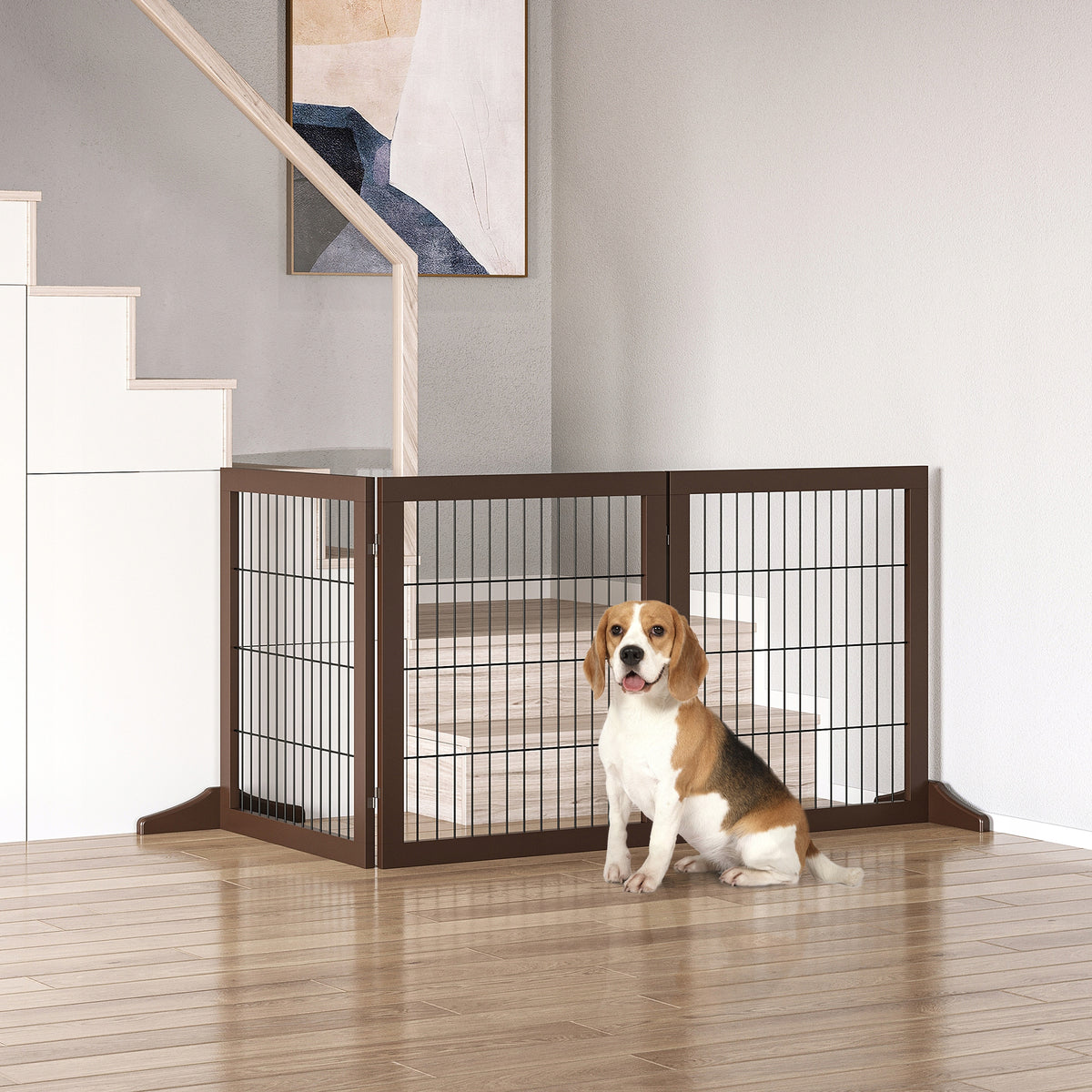 Security Gate for Dogs Home for Stairs Brown 185x36x71cm Packaging status original