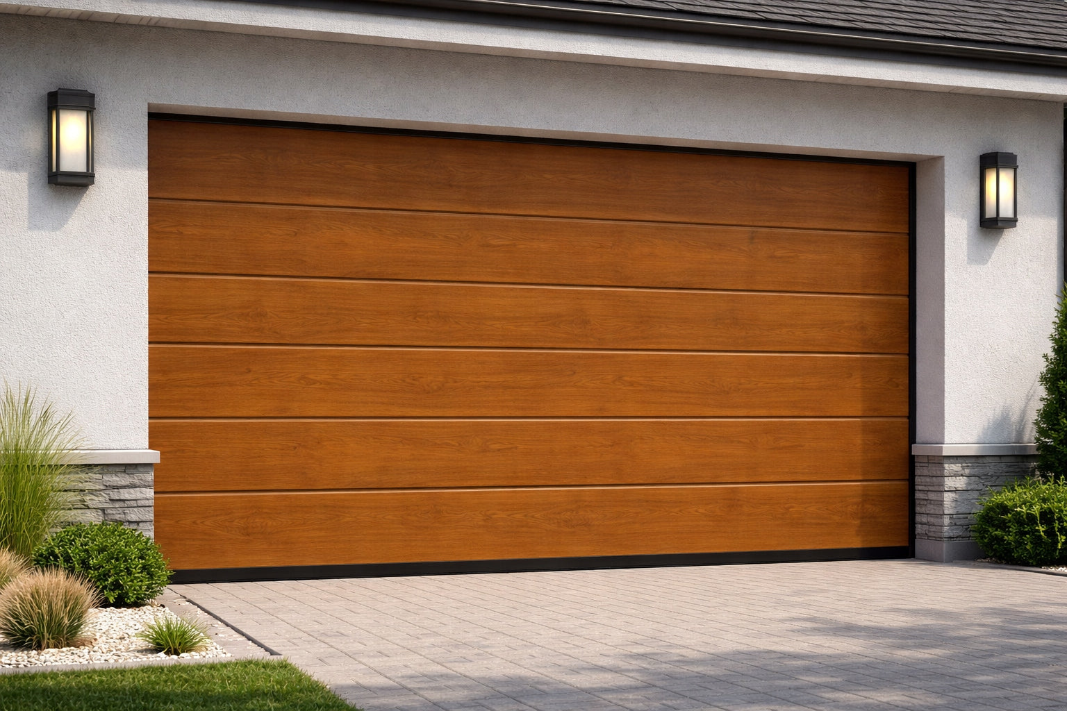 Segmented Garage Gate Hormann RenoMatic 3000x2125 Golden Oak Packaging status original