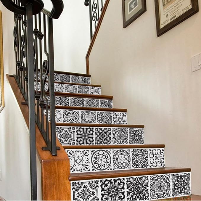 Self Adhesive Stair Stickers Footrests 100x18cm 6pcs Waterproof PVC Packaging status original