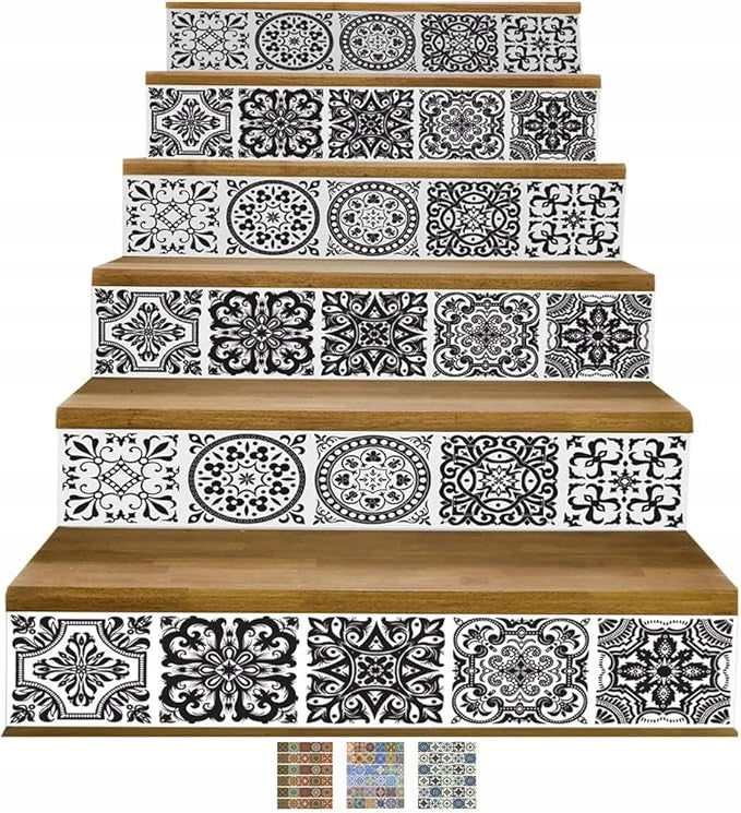 Self Adhesive Stair Stickers Footrests 100x18cm 6pcs Waterproof PVC