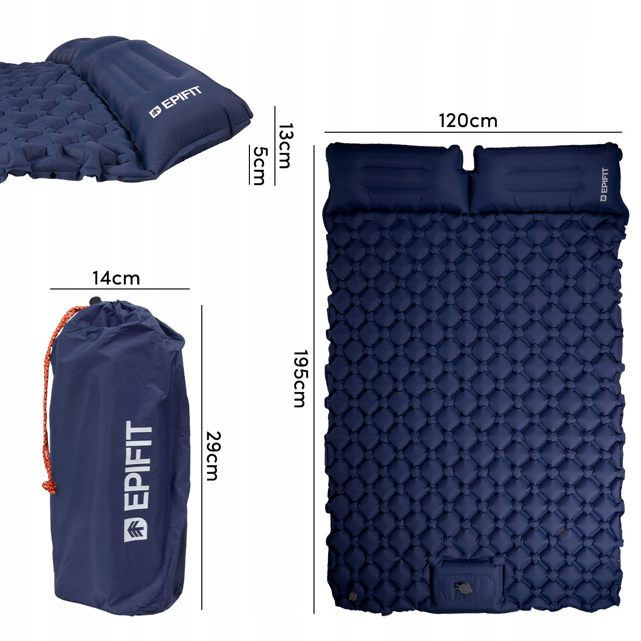 Self-Inflating Camping Mattress Double Built-in Pump Packaging status original