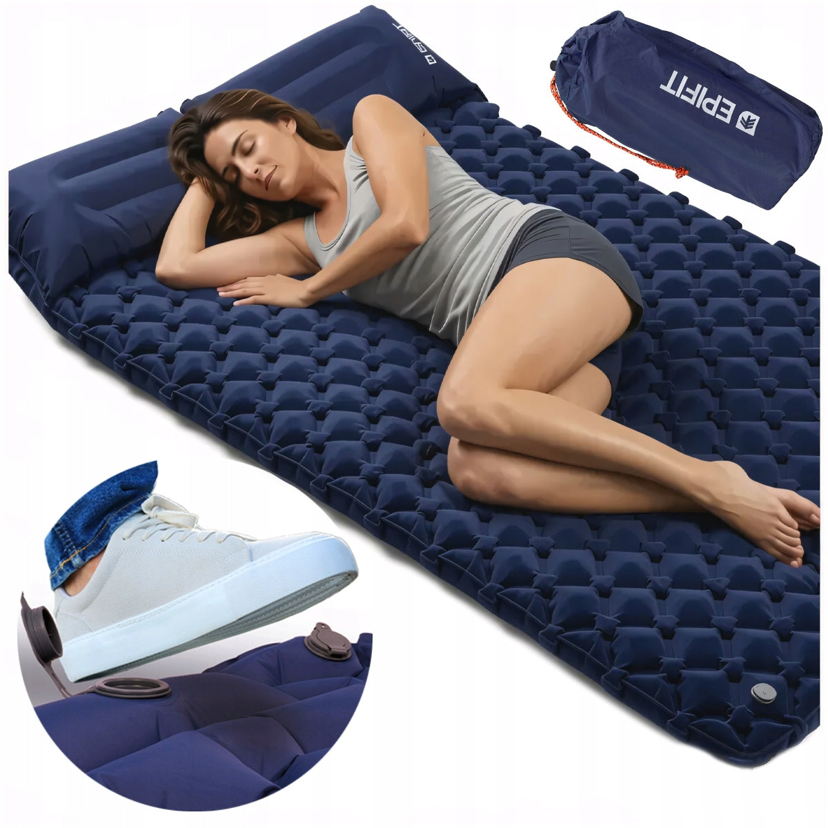 Self-Inflating Camping Mattress Double Built-in Pump