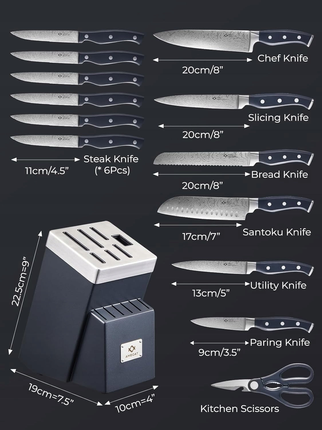 Self Sharpening Kitchen Knife Set Forged Amazing Sharpness Block Manufacturer code CHUGW9K0UX