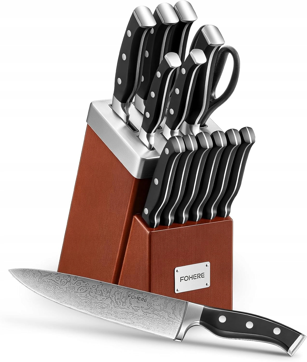 Self Sharpening Kitchen Knife Set Forged Amazing Sharpness Block Packaging status original