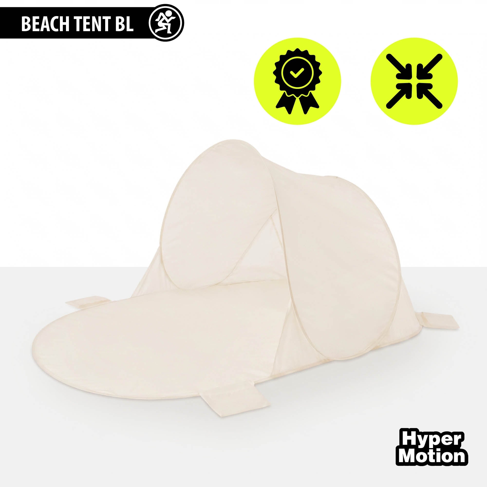 Self-folding beach tent 200x130x90 cm beige HyperMotion Packaging status original