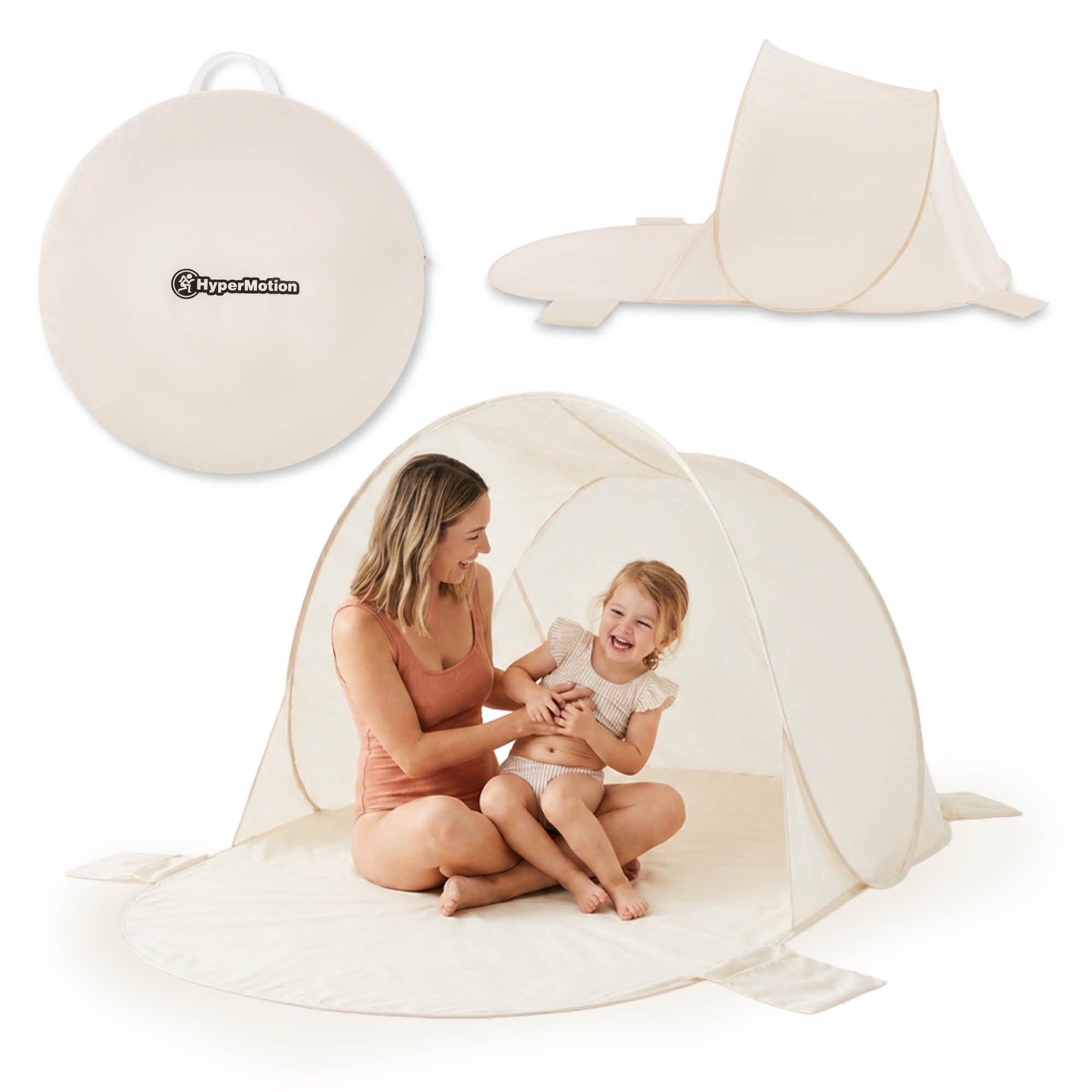 Self-folding beach tent 200x130x90 cm beige HyperMotion