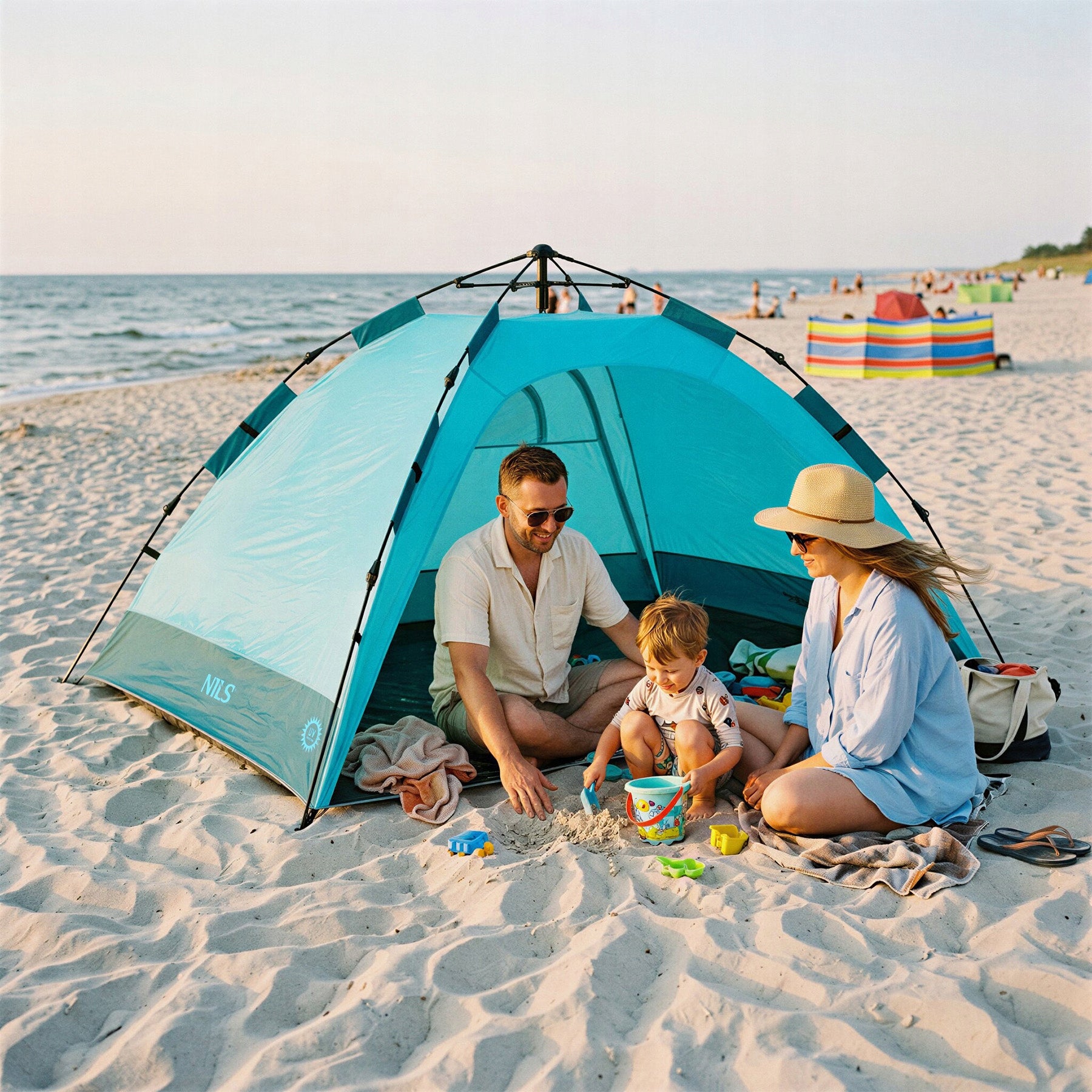 Self-folding tent 200x145cm NILS CAMP NC4802 Blue Quick Installation Packaging status original