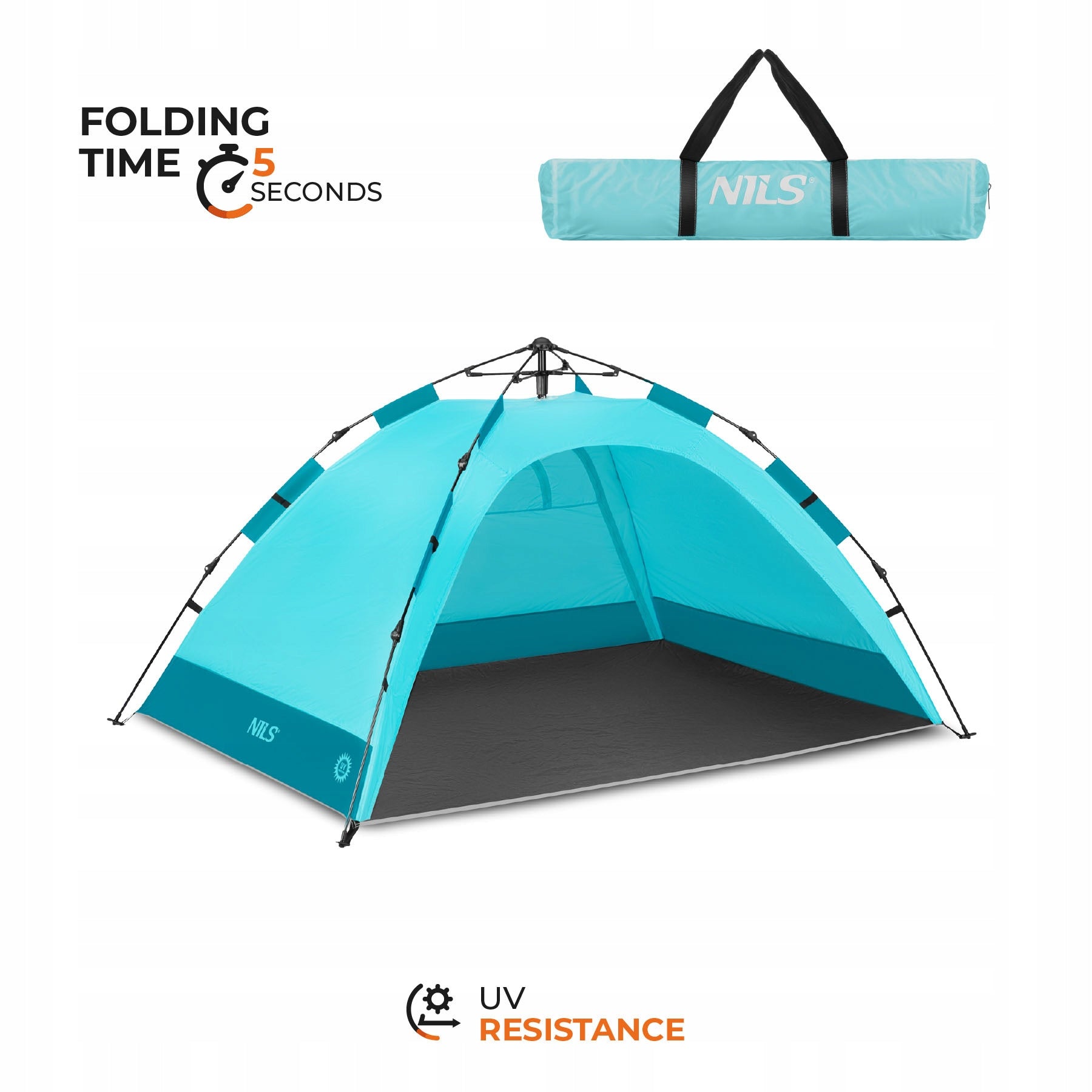 Self-folding tent 200x145cm NILS CAMP NC4802 Blue Quick Installation