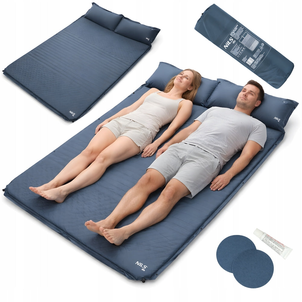 Self-inflating mat Mattress Mat Double with Pillow 186x130x3 cm