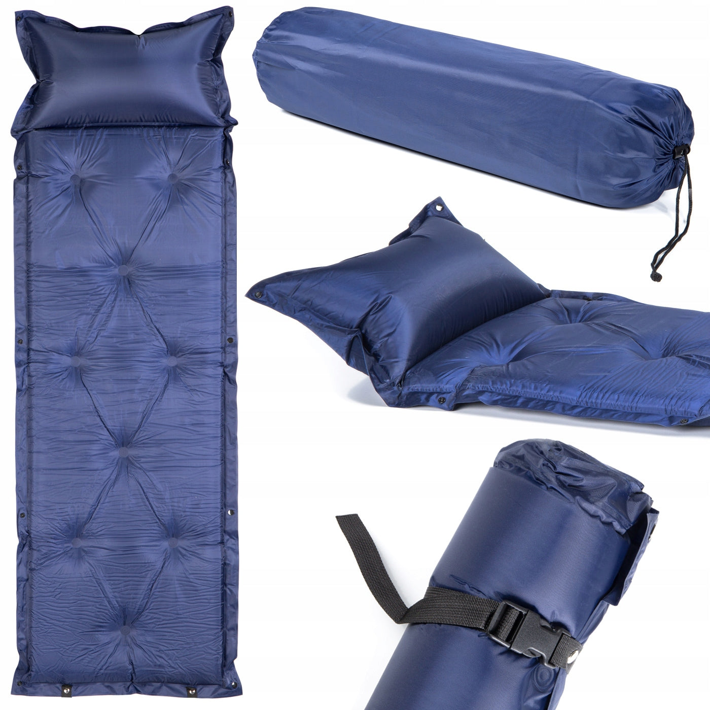 Self-inflating mat with pillow mat mattress 186x60x5cm Green