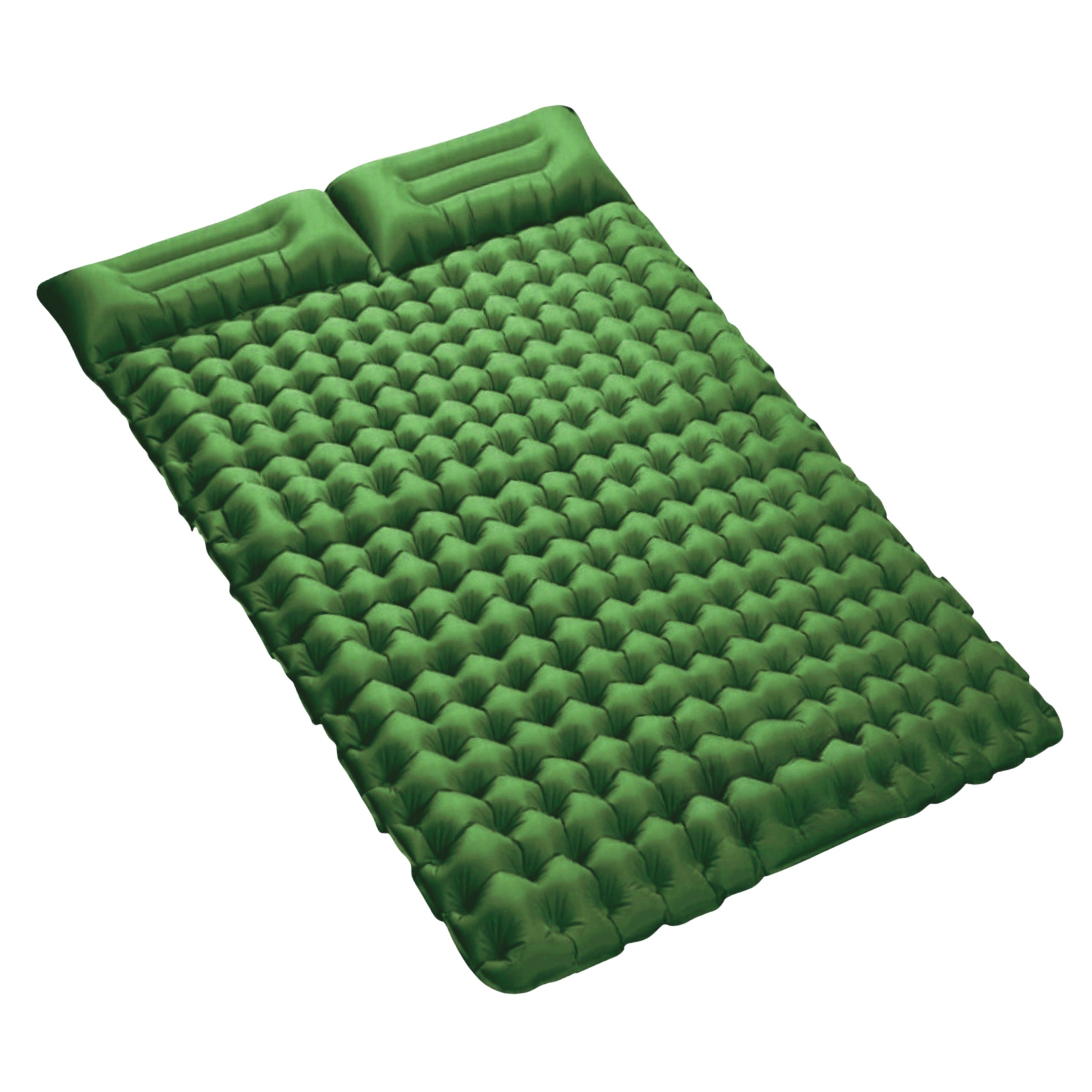 Self-inflating mattress tourist double green built-in pump bed Manufacturer code Materac samopompujący turystyczny