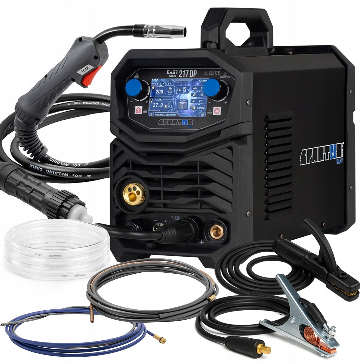 Semi-automatic inverter welder SPARTUS EasyMIG 217DP LCD DUAL PULSE