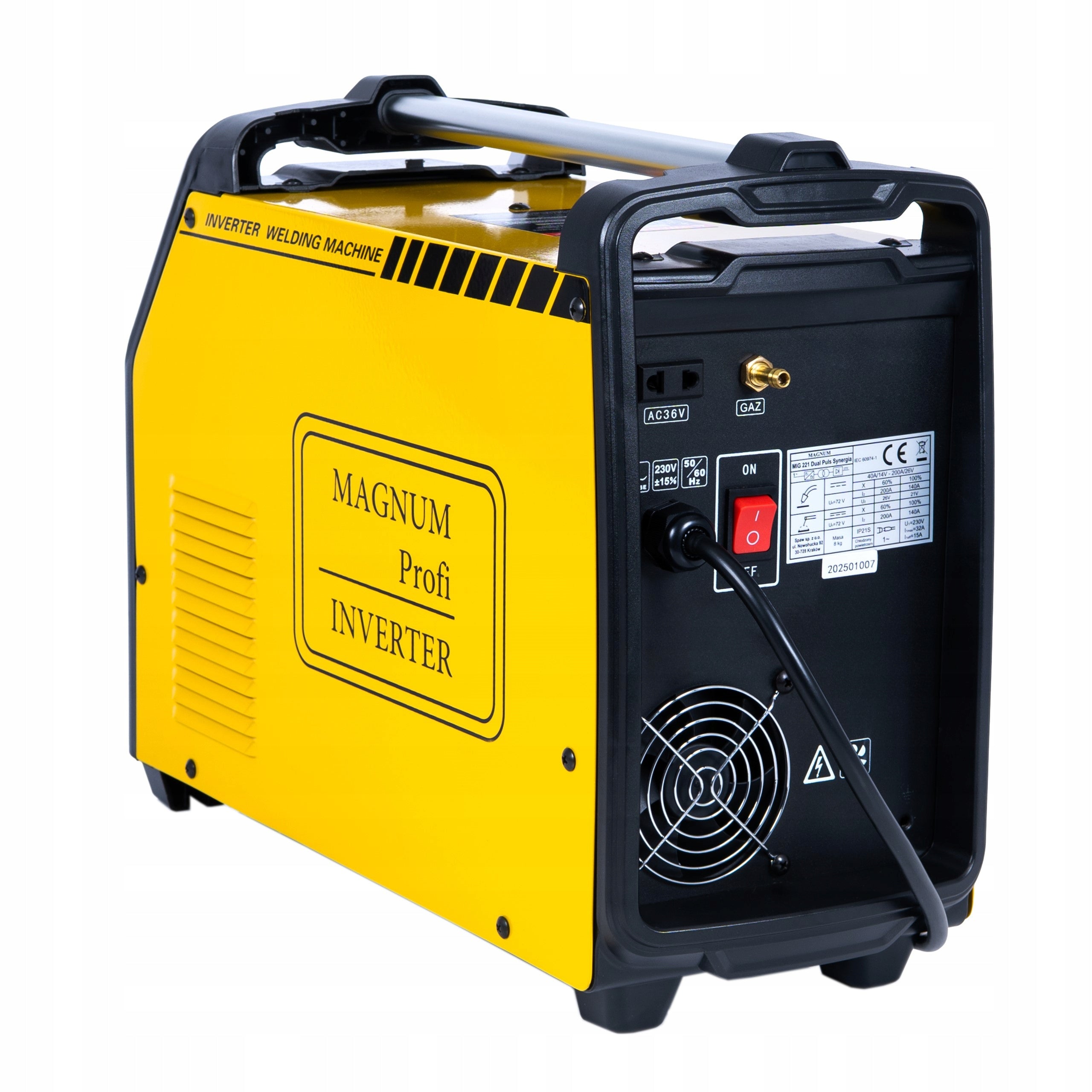 Semi-automatic welding machine MAGNUM MIG 221 DUAL PULS SYNERGY 4x4 MMA 200A/60% Welding methods MIG/MAG MMA TIG