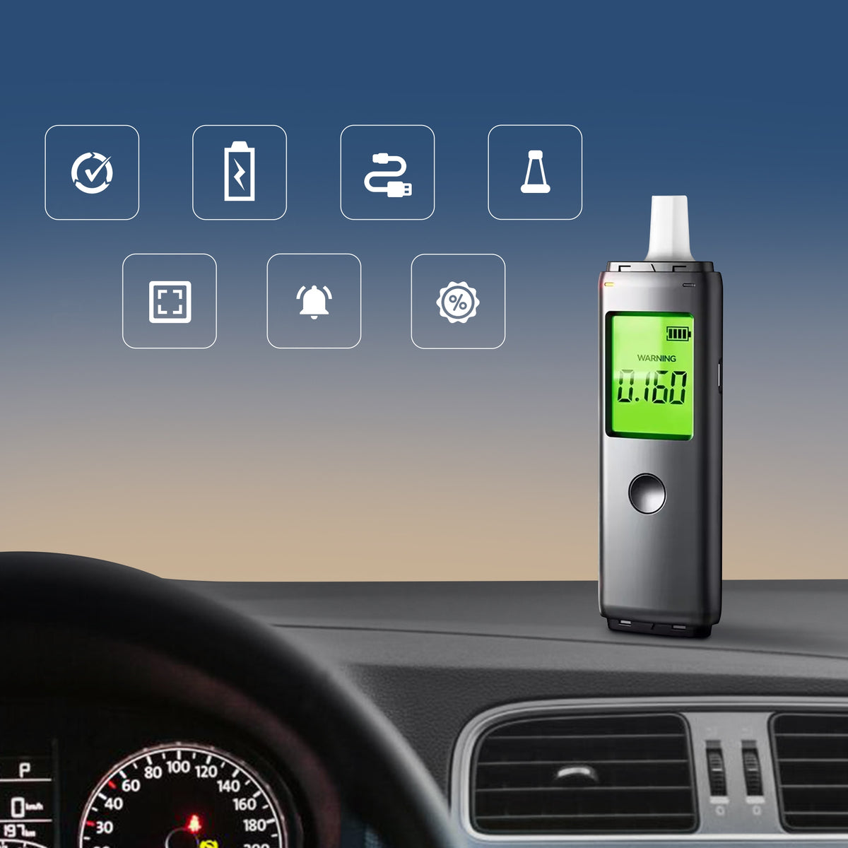 Semiconductor breathalyzer Extralink Alkologic PO-01 USB-C + 5 mouthpieces Manufacturer code EX.36882