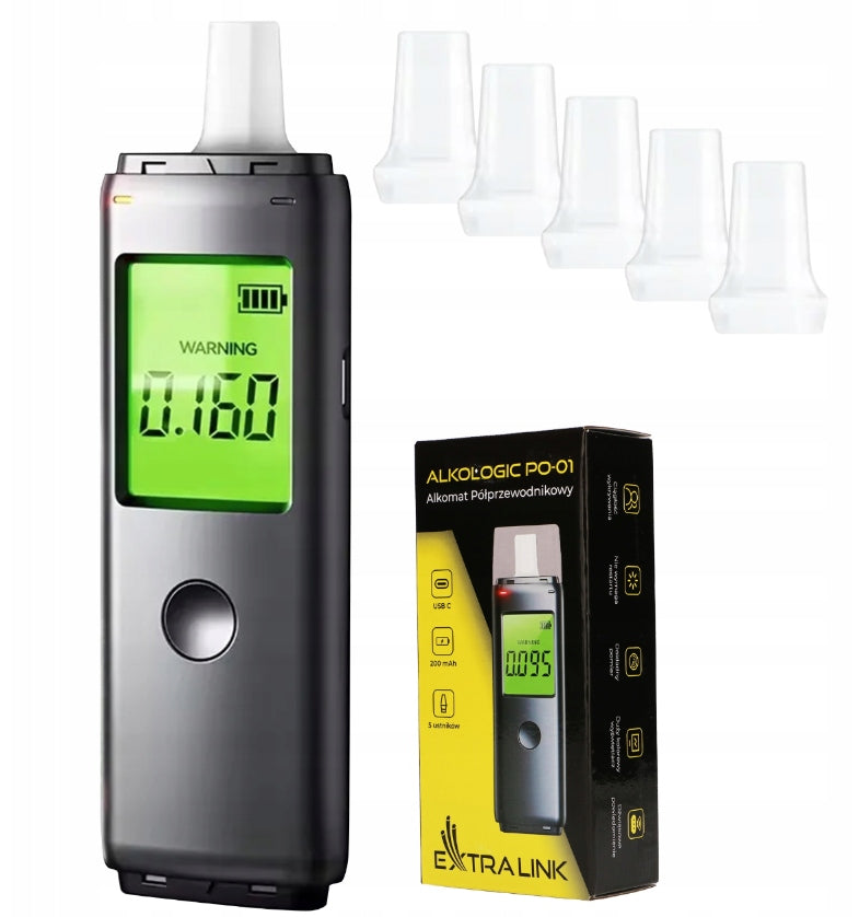 Semiconductor breathalyzer Extralink Alkologic PO-01 USB-C + 5 mouthpieces