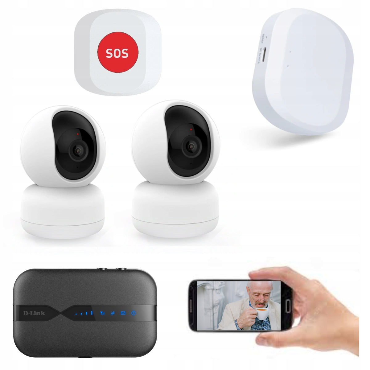 Senior SOS alarm button 7in1 telecare 2x camera