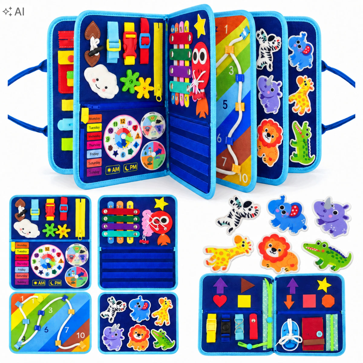Sensory Book Montessori Manipulation Board Educational Children
